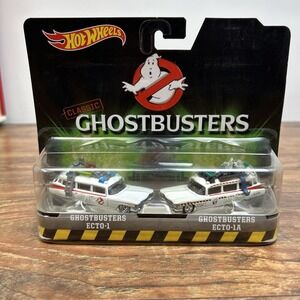 DVG08 MATTEL Hot Wheels Ghostbusters Ecto-1 + Ecto-1A Twin Pack Real Riders 2015